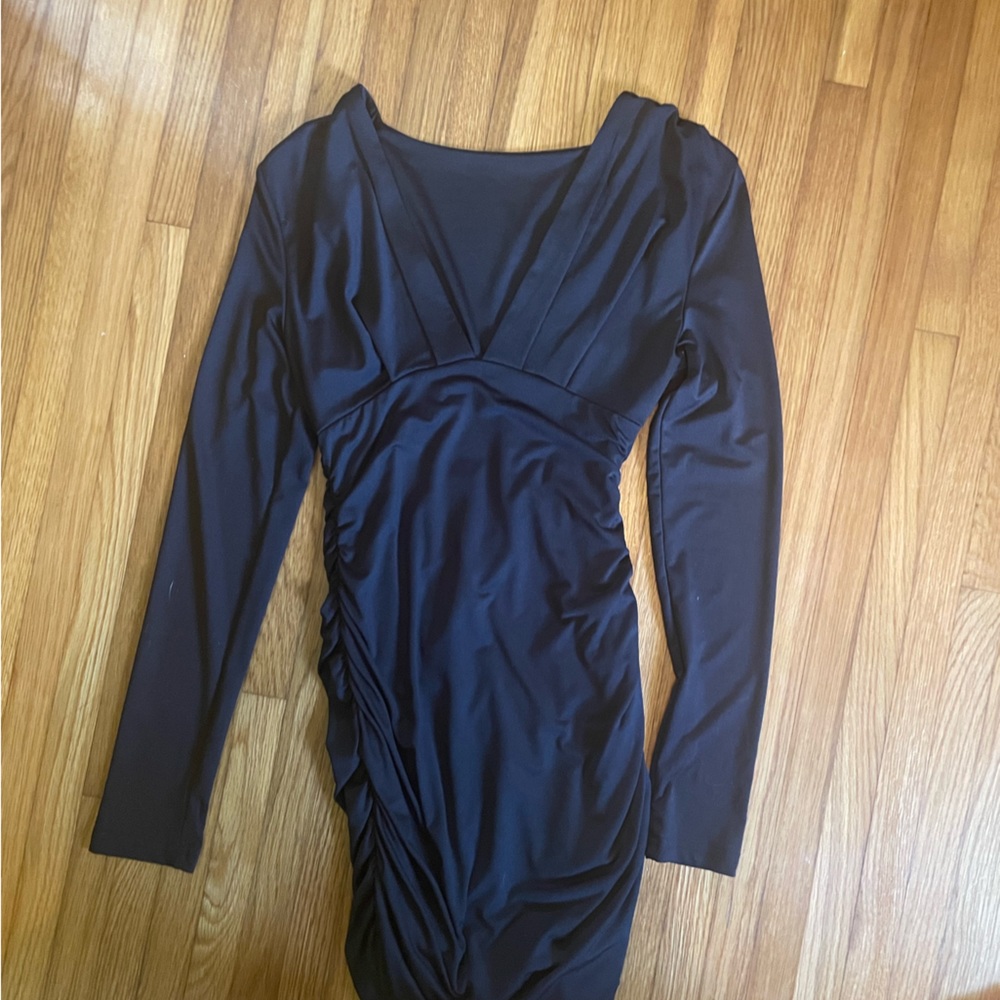 Long sleeve mini black dress